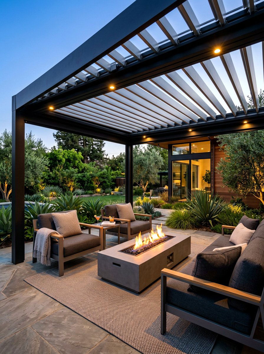 Motorized louvered pergola - 30 patio pergola ideas
