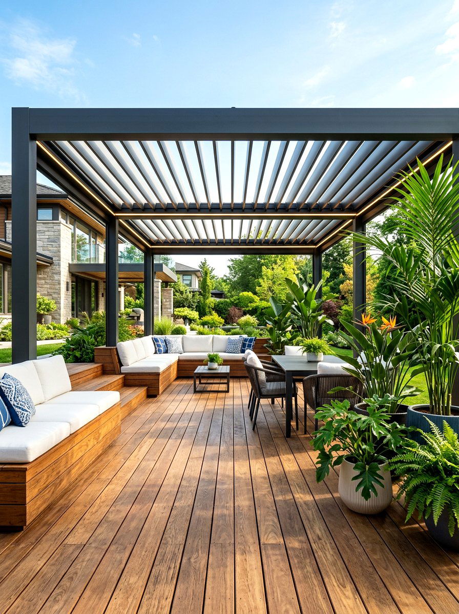 Motorized louvered pergola - 30 modern pergola ideas