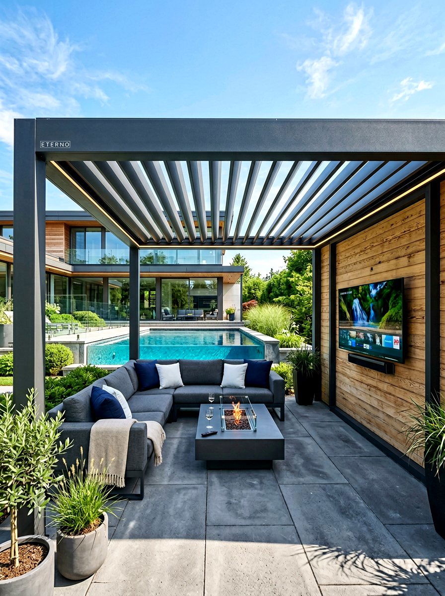 Motorized louvered roof system - 30 louvered pergola ideas
