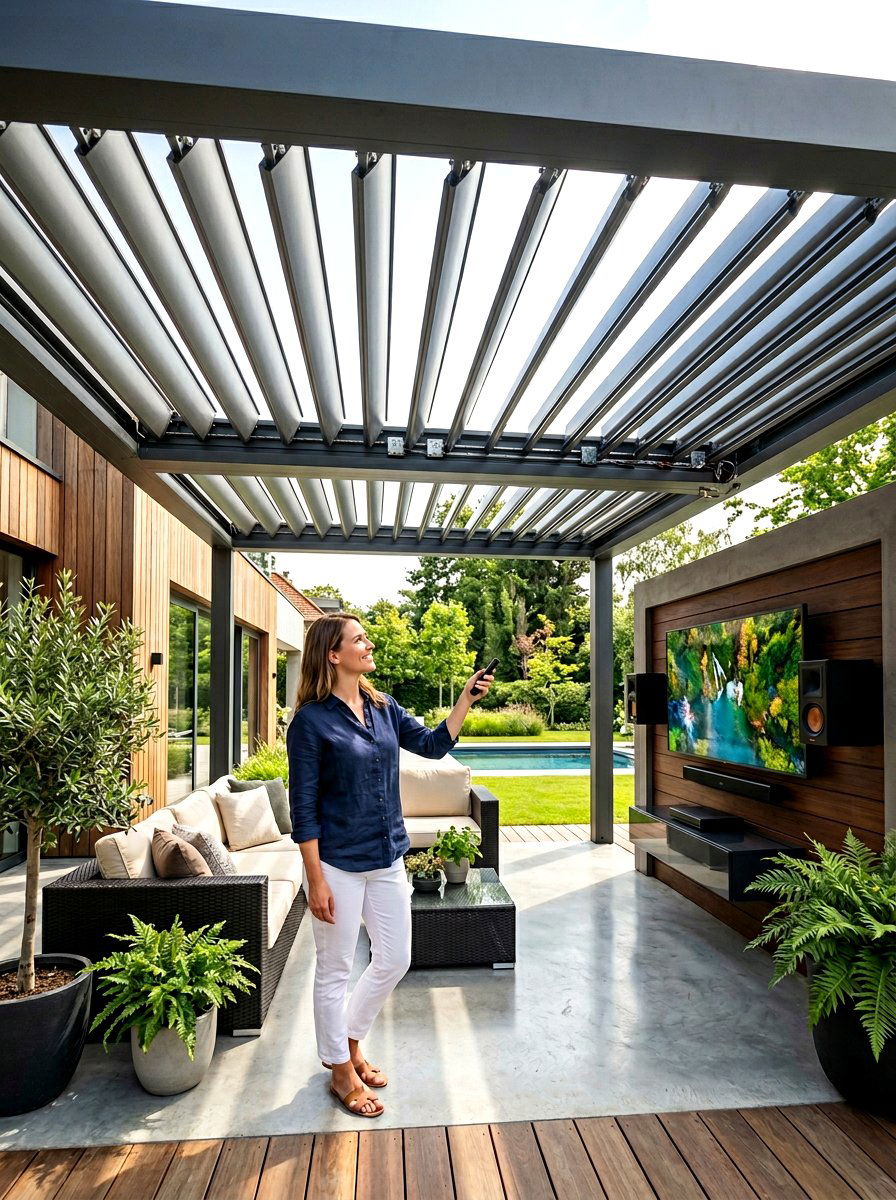 Motorized metal patio cover roof - 30 metal patio cover ideas