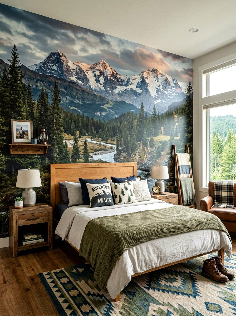 Mountain And Forest Wall Mural - 30 woodland wall mural nursery ideas