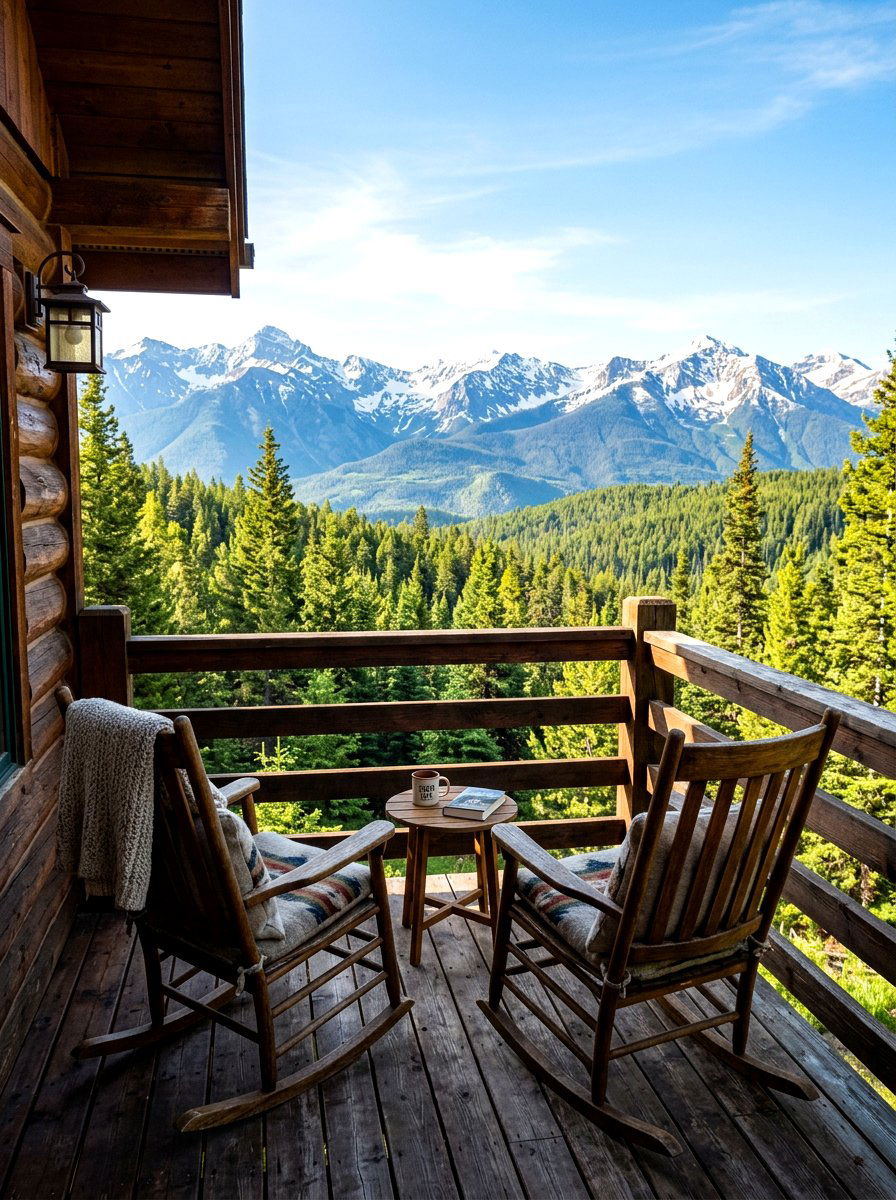Mountain Cabin Balcony View - 30 mountain cabin patio ideas