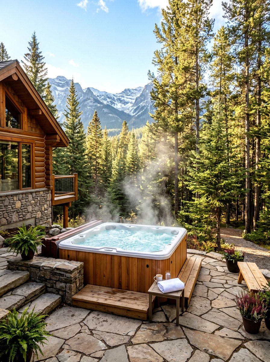 Mountain Cabin Hot Tub - 30 mountain cabin patio ideas
