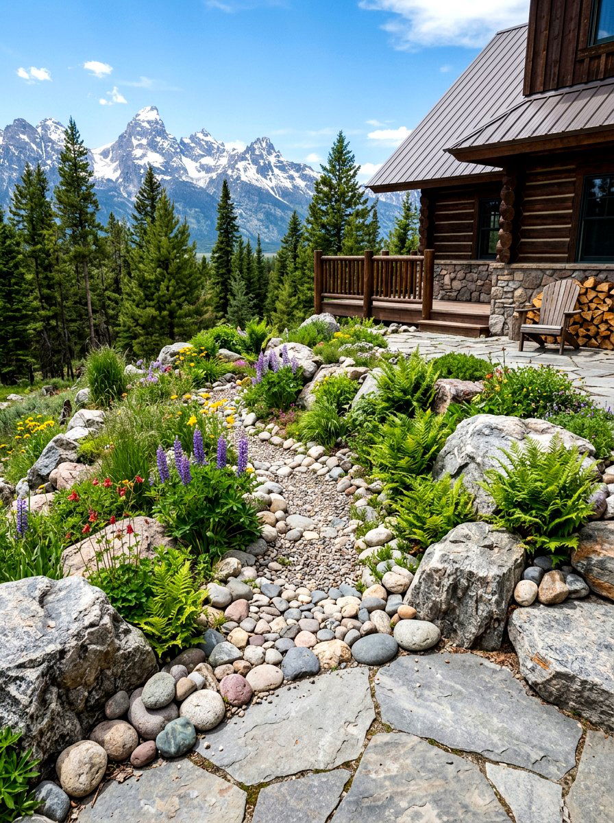 Mountain Cabin Rock Landscaping - 30 mountain cabin patio ideas