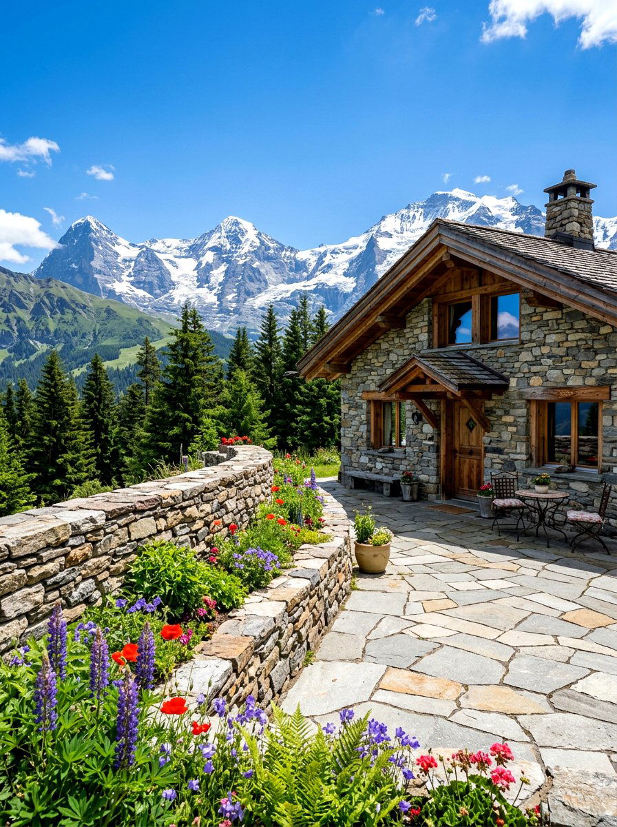 Mountain Cabin Stone Wall - 30 mountain cabin patio ideas