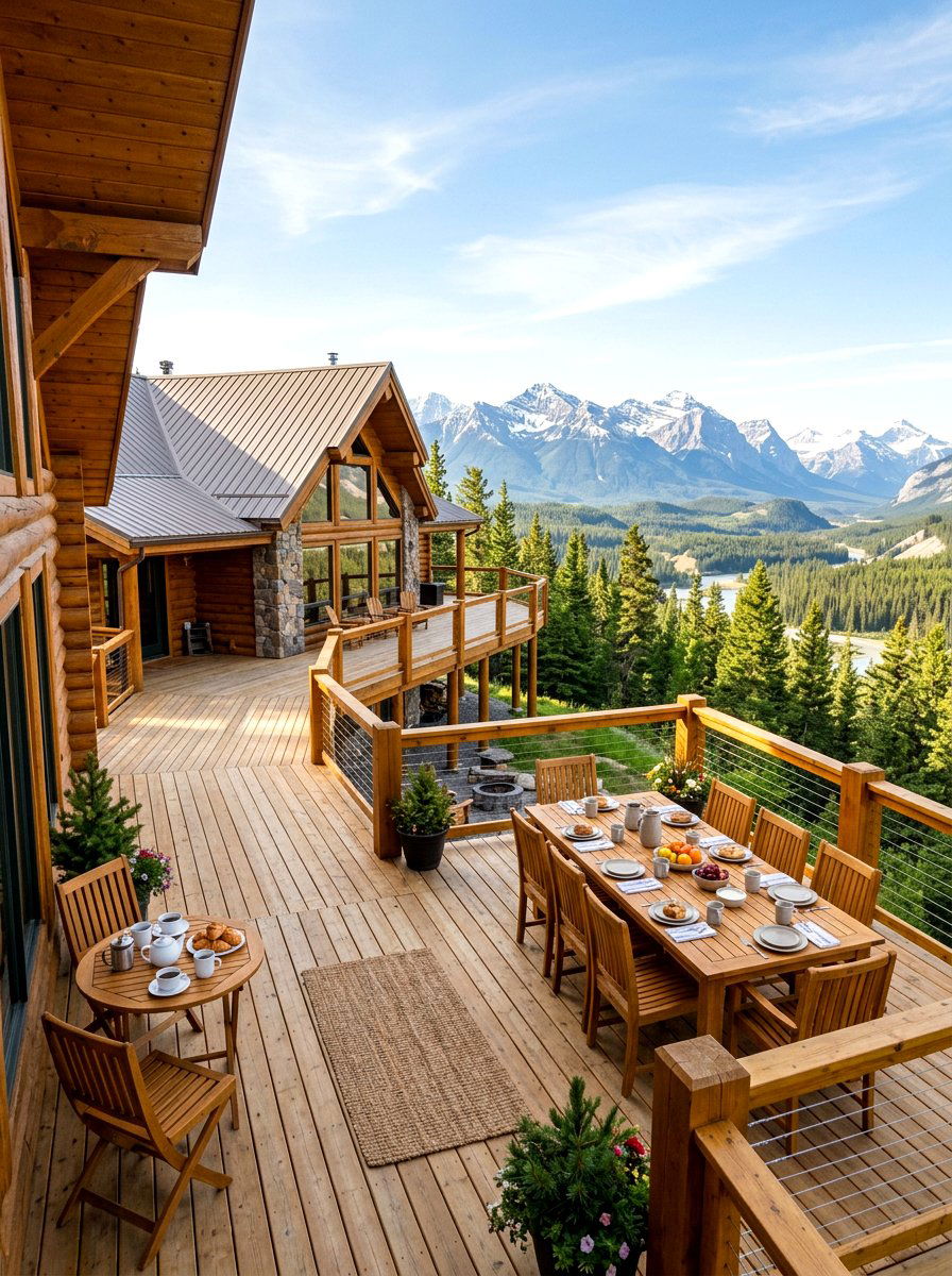 Mountain Cabin Wrap Around Deck - 30 mountain cabin patio ideas