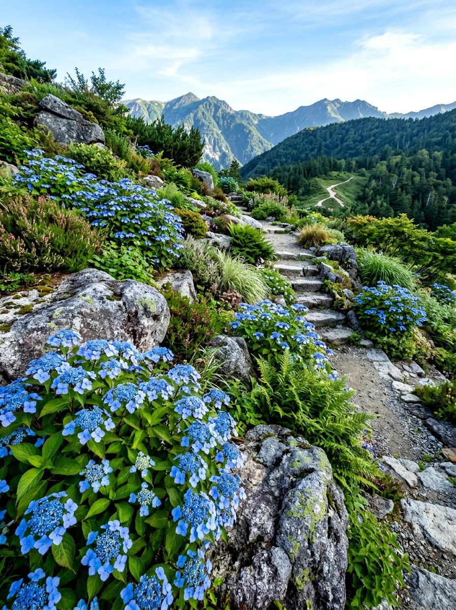 Mountain Hydrangea Rock Garden - 30 hydrangea garden border ideas