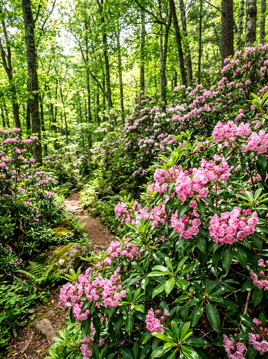 Mountain Laurel Spring Bloom - 30 evergreen landscaping ideas