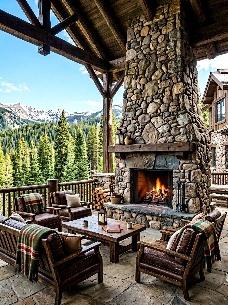 Mountain Lodge Patio Fireplace - 30 patio fireplace ideas
