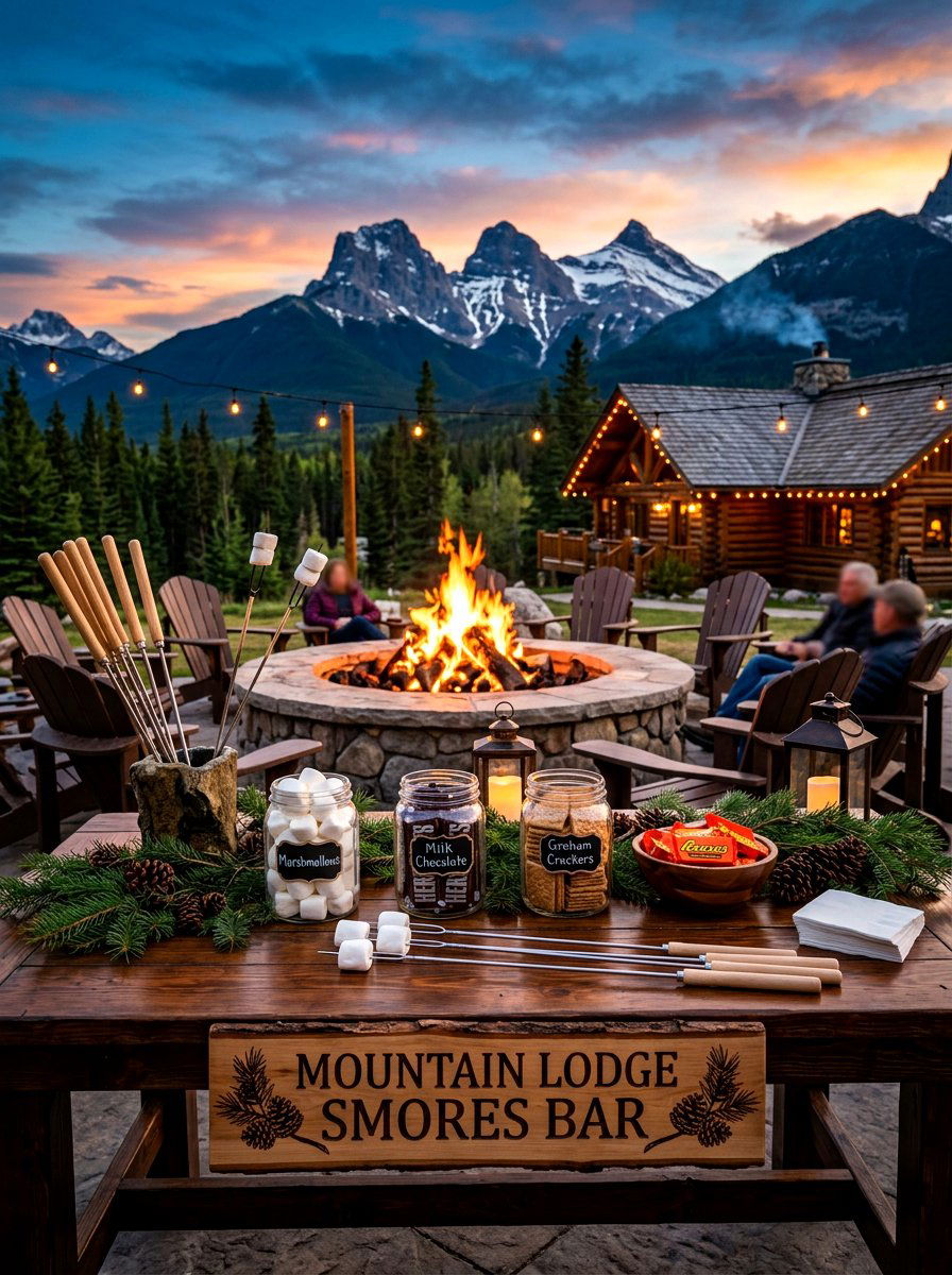 Mountain Lodge Smores Bar - 30 outdoor dessert station ideas