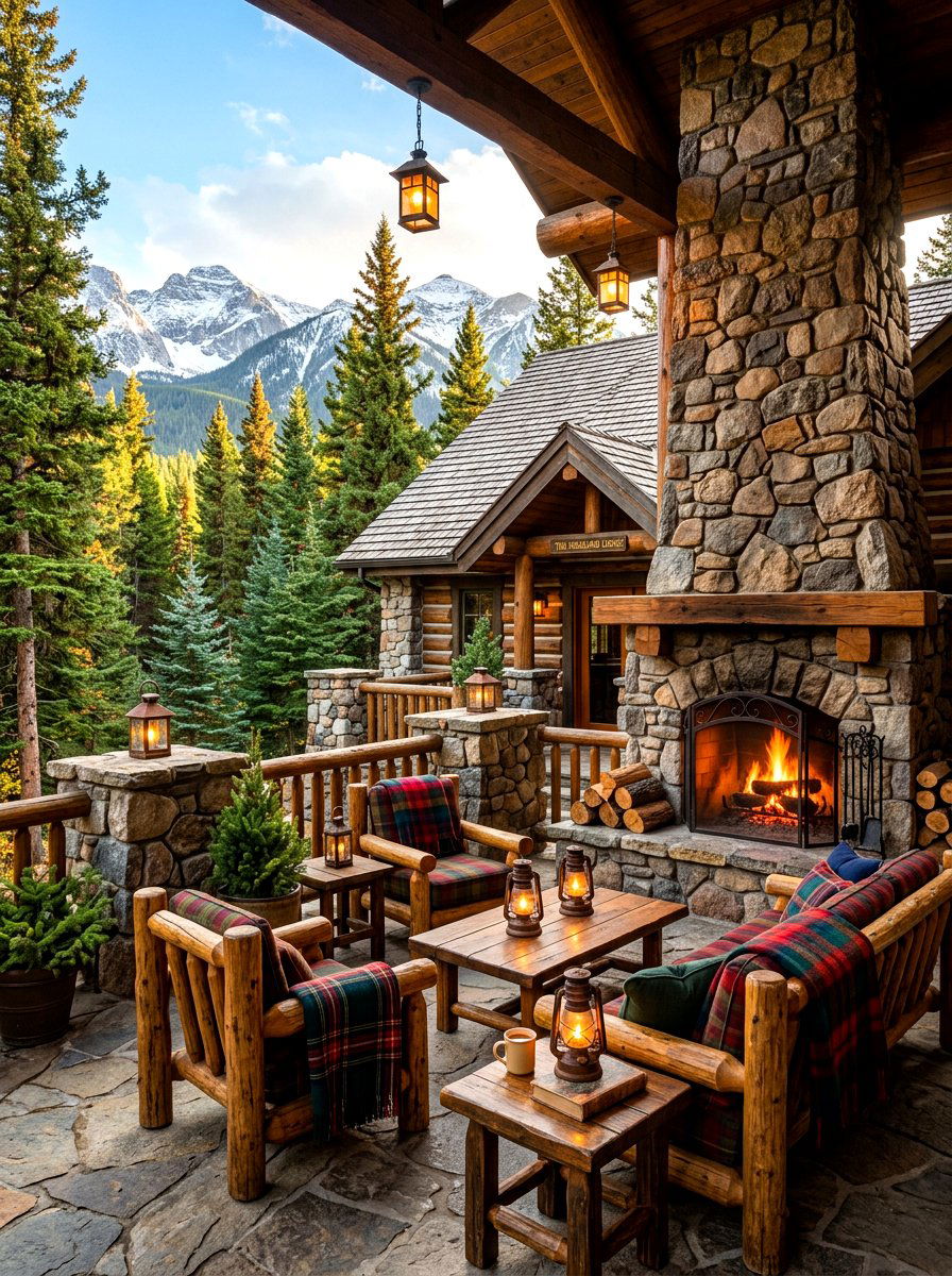 Mountain Lodge Stone Terrace - 30 villa patio styling ideas