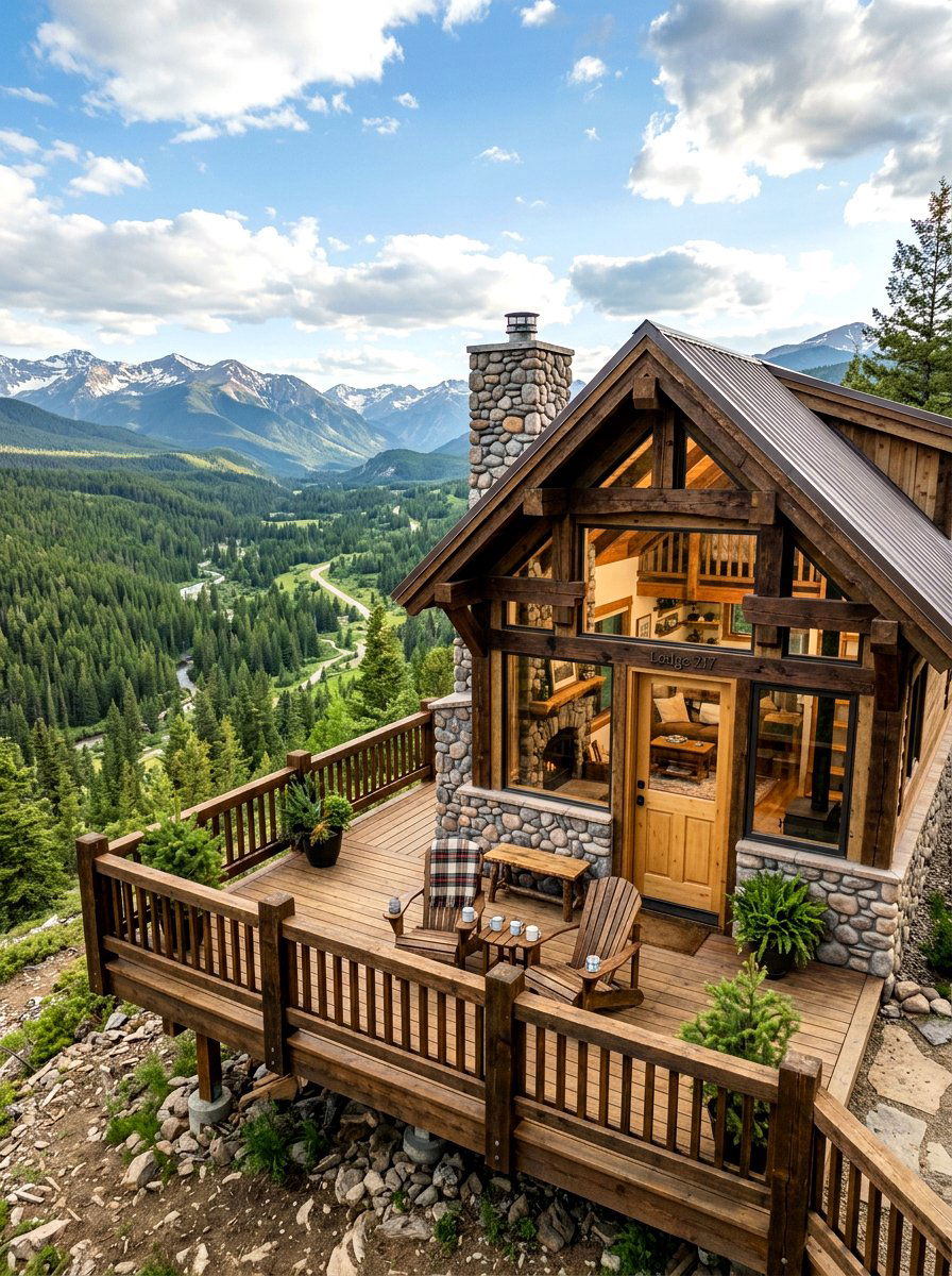 Mountain Lodge Tiny Home - 30 tiny cottage exterior ideas