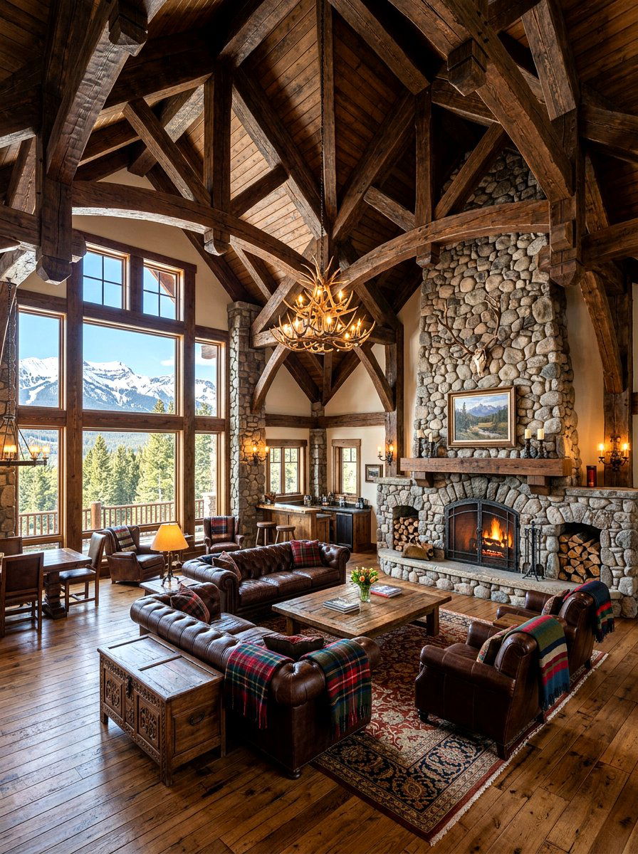 Mountain Lodge Vaulted Great Room - 30 vaulted great room ideas