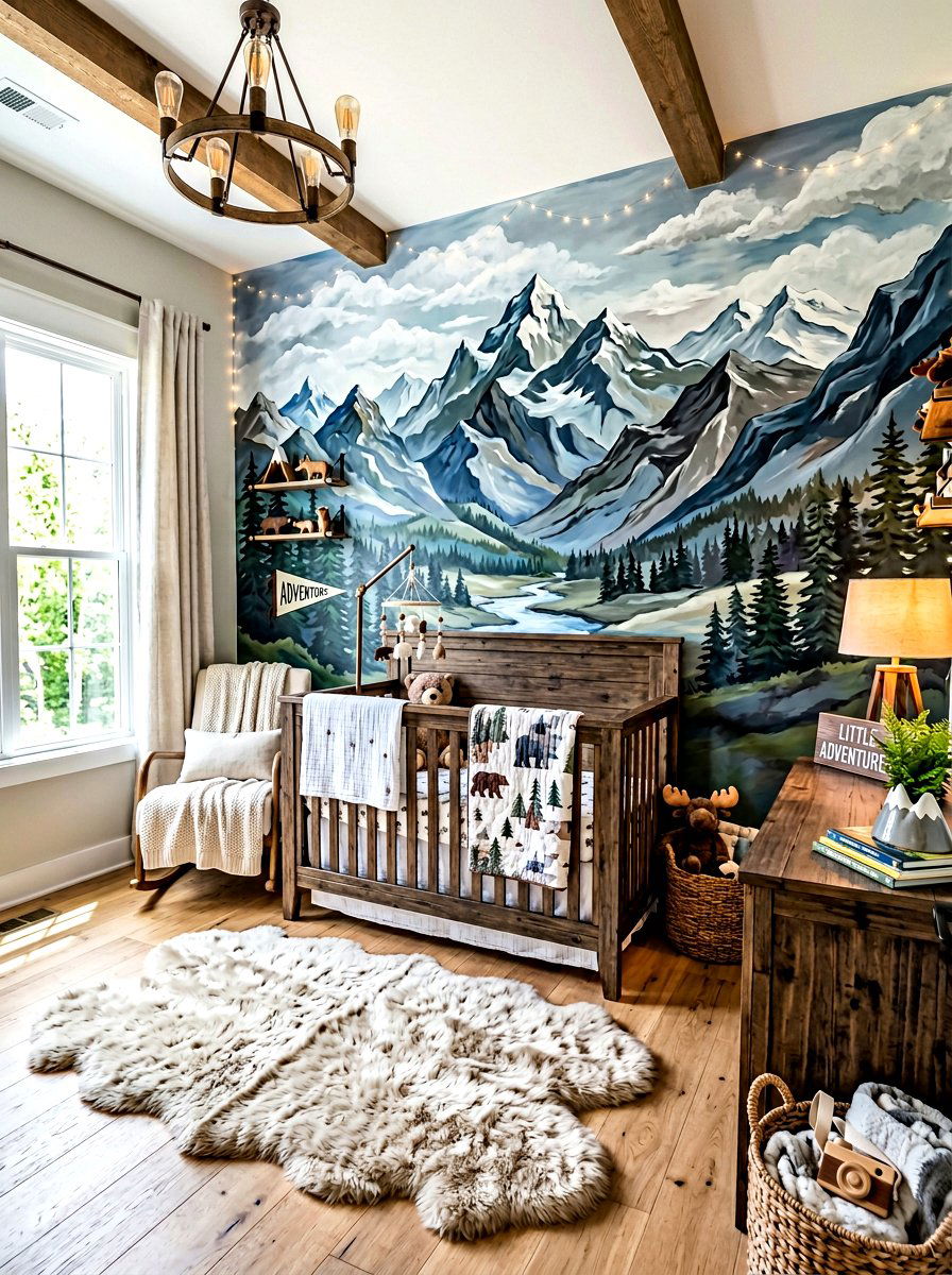 Mountain Range Mural - 30 nursery accent wall ideas