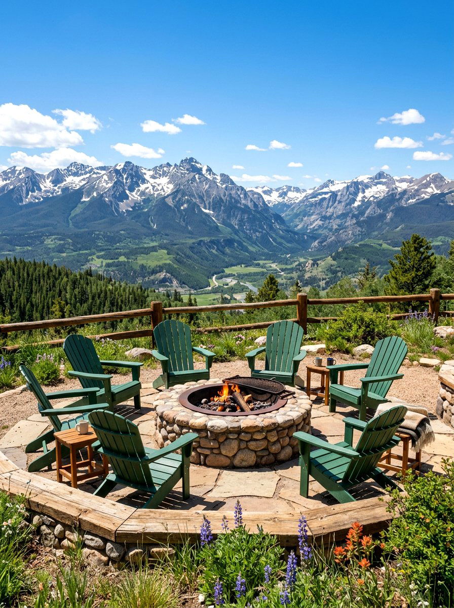 Mountain View Fire Pit Circle - 30 adirondack fire pit circle ideas