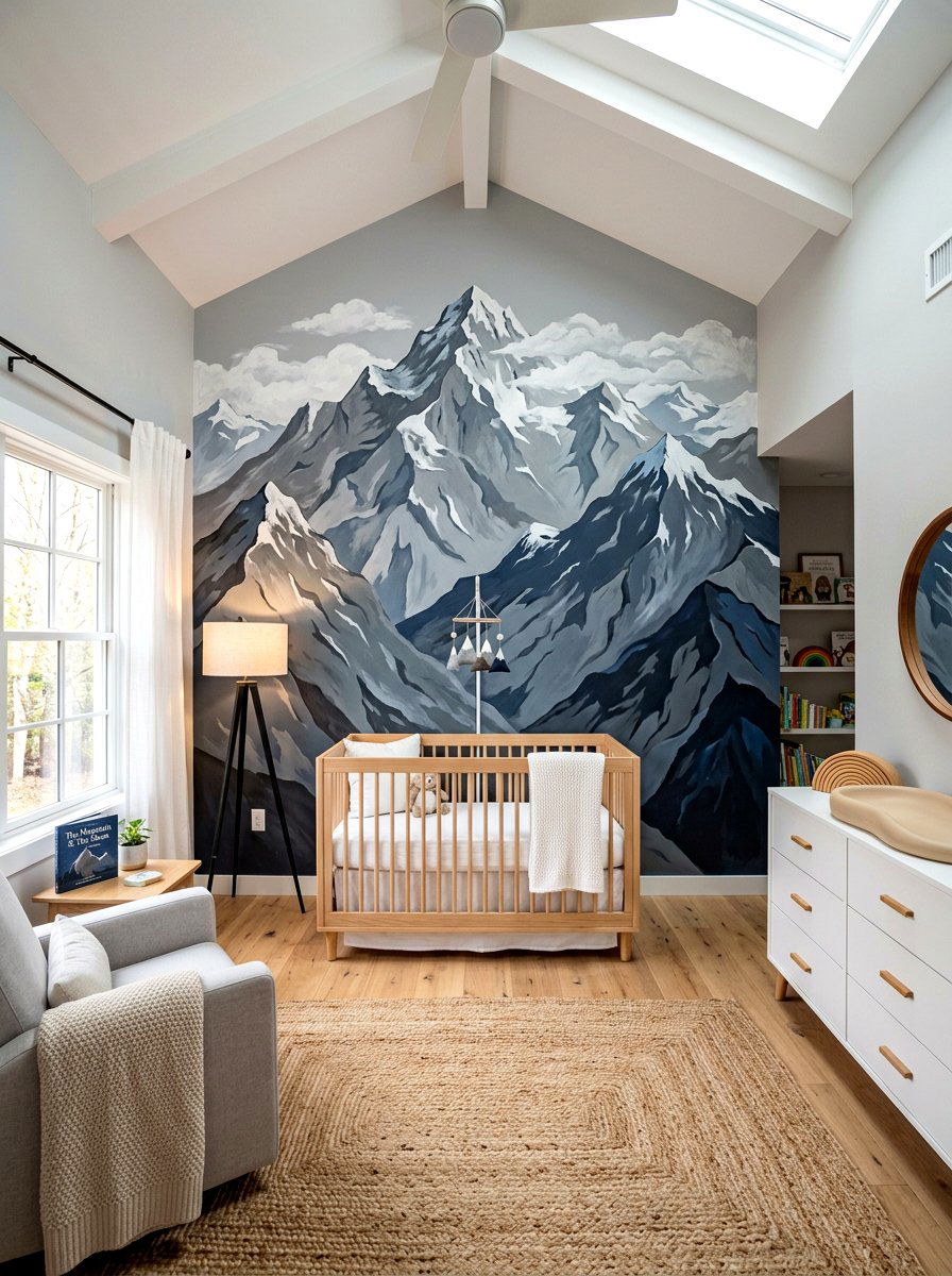 Mountain Wall Mural - 30 woodland nursery ideas