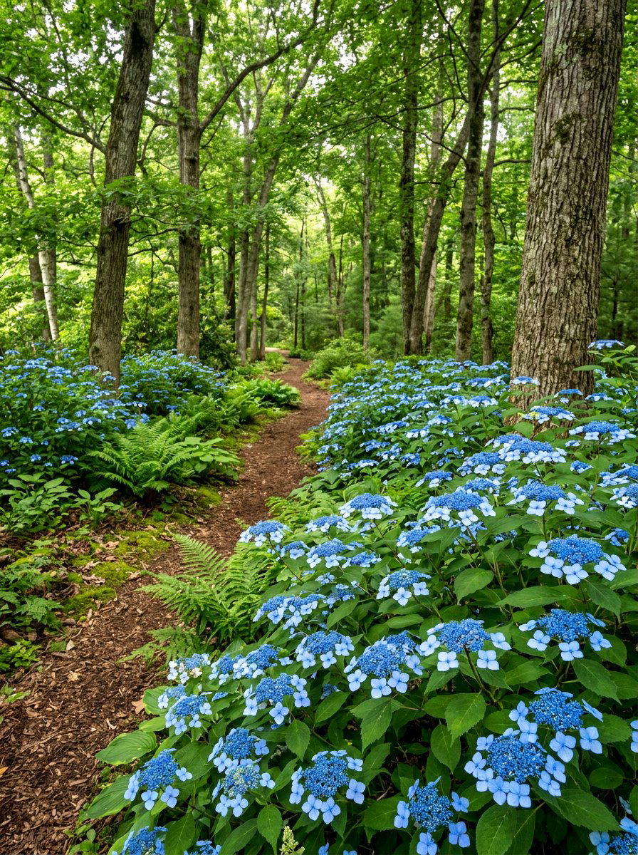 Mountain hydrangea woodland border - 30 hydrangea border ideas