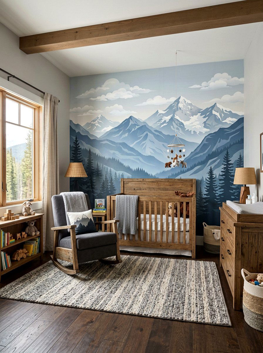 Mountain landscape nursery wallpaper - 30 nursery wallpaper ideas