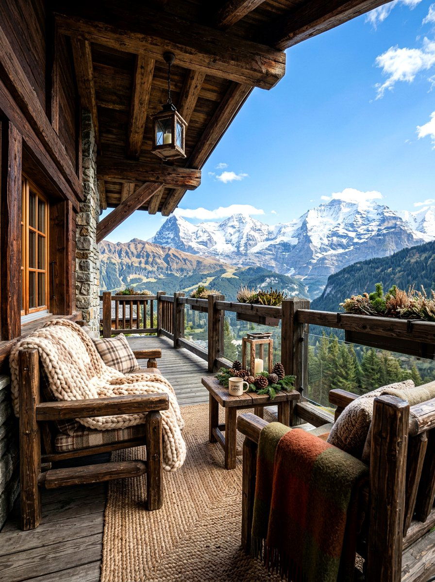 Mountain lodge balcony space - 30 candlelit patio dinner ideas