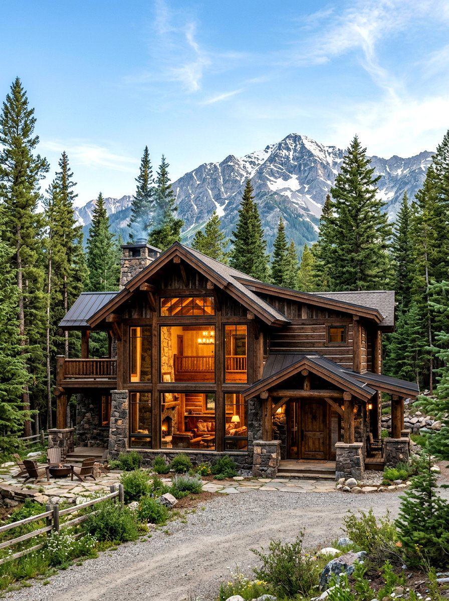 Mountain lodge house exterior - 30 two story house exterior ideas