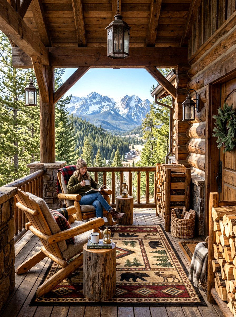Mountain lodge porch - 30 seasonal front porch ideas