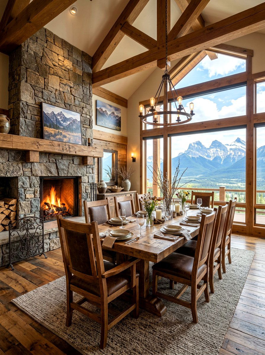Mountain view villa dining