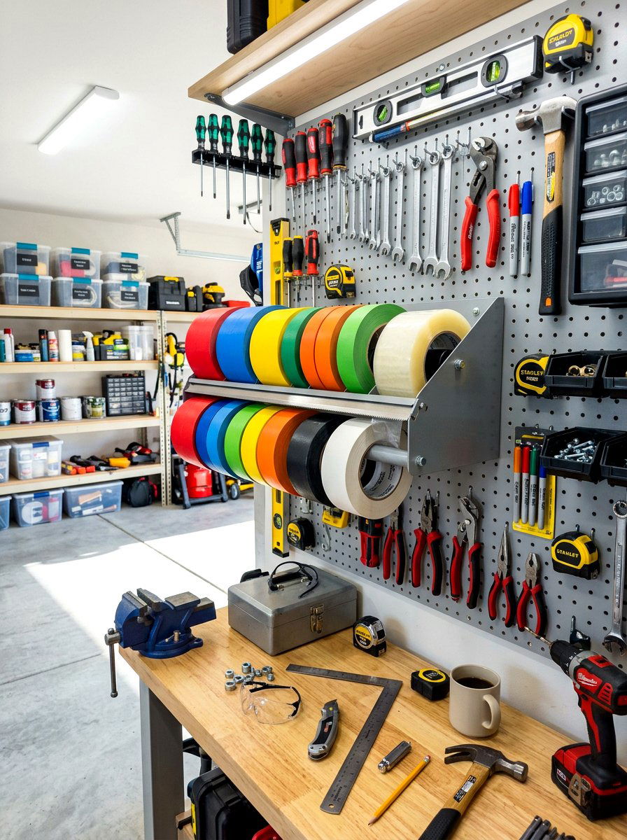 Mounted tape roll dispenser - 30 small tool organizer ideas