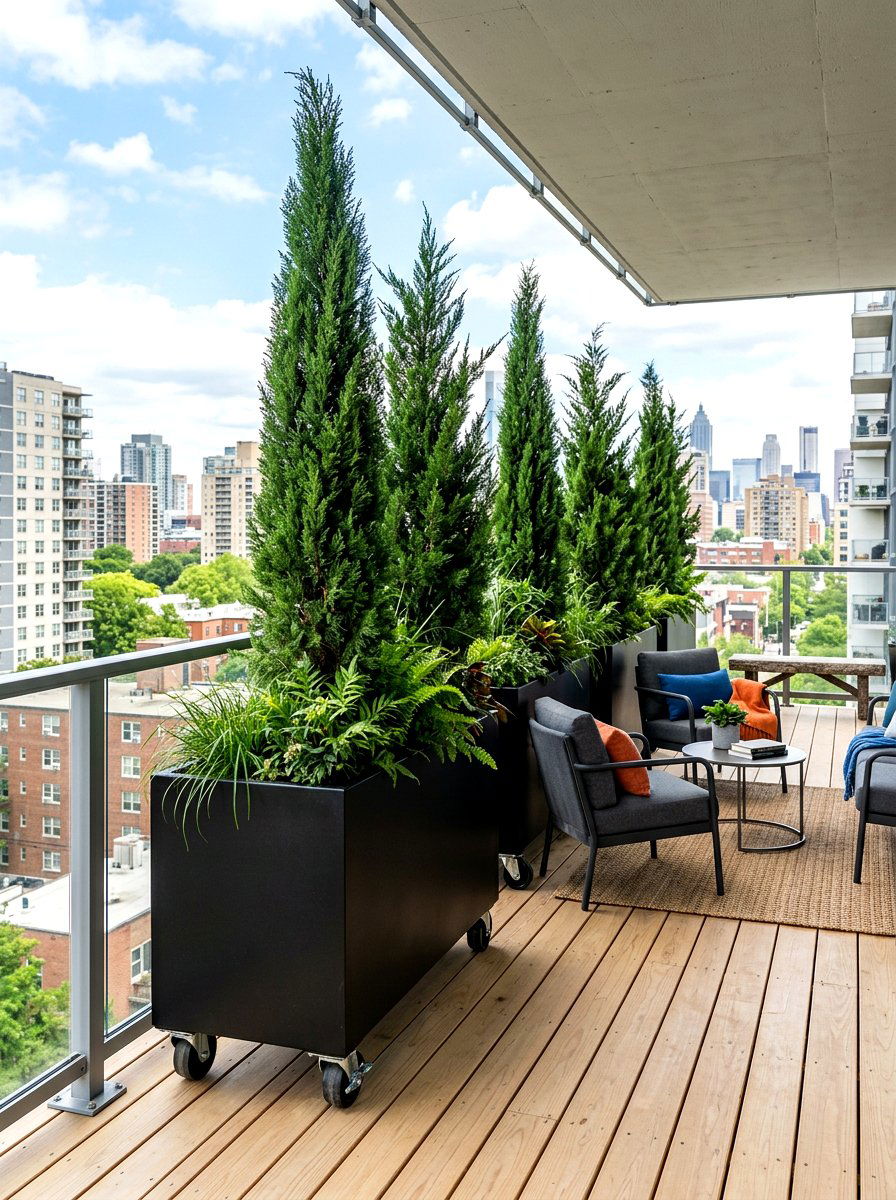 Movable Planters On Wheels - 30 balcony privacy planter ideas