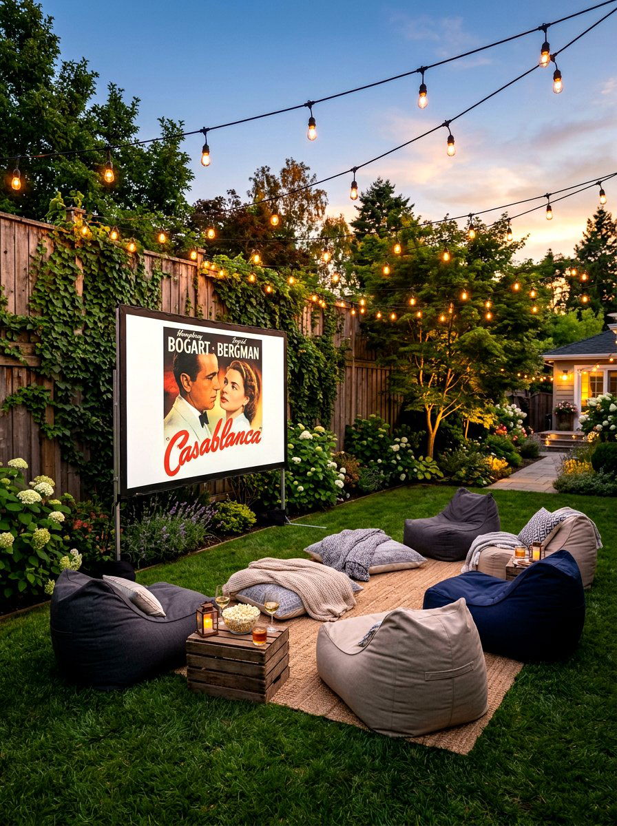 Movie Projector Screen - 30 entertainer backyard ideas