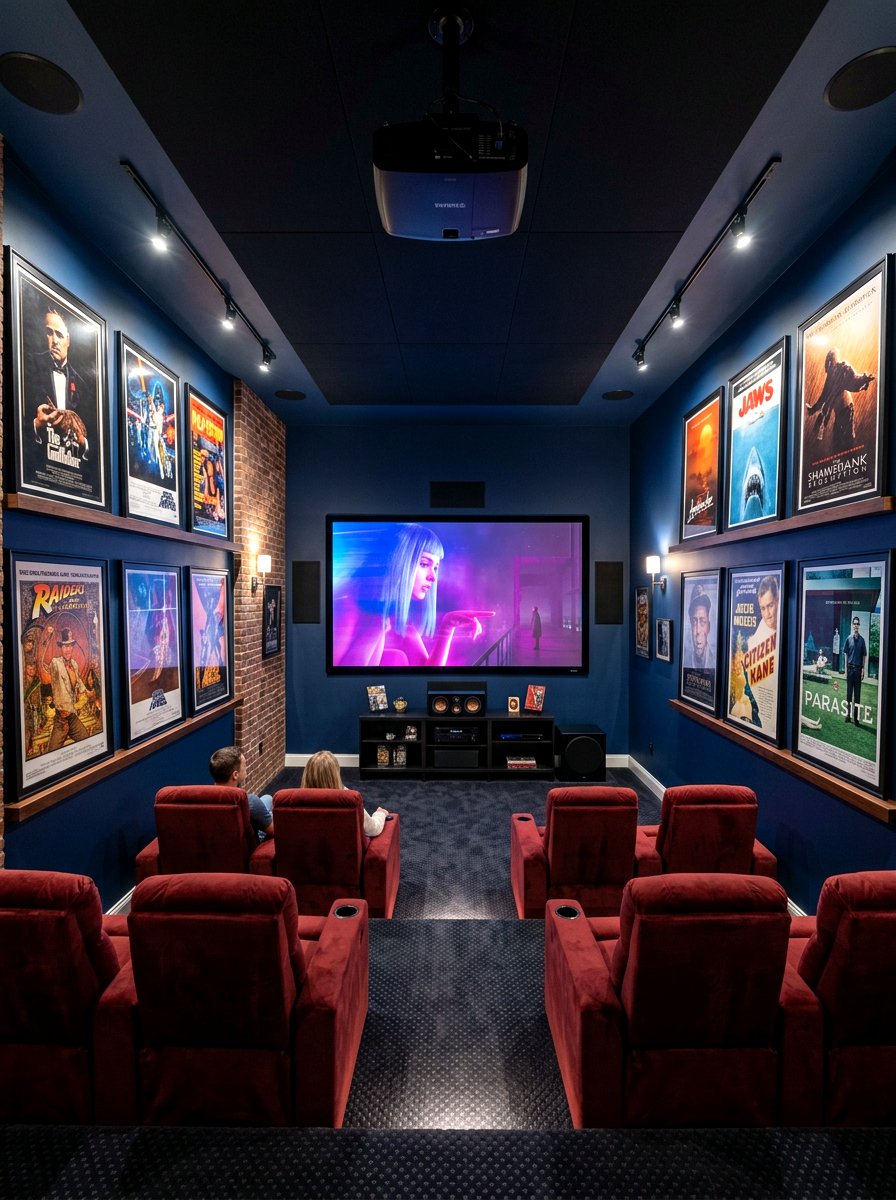 Movie Room Poster Shelf - 30 picture ledge renter ideas