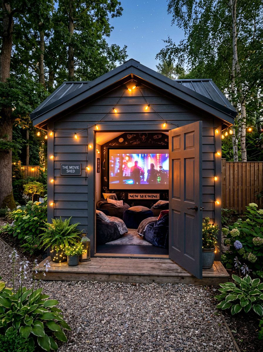 Movie Room She Shed - 30 she shed backyard aesthetic ideas