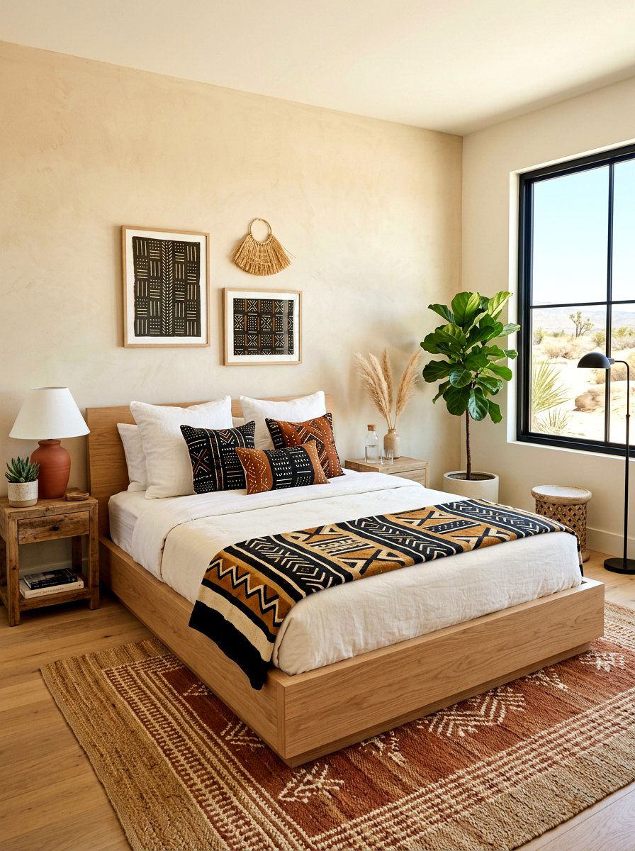 Mudcloth Bedroom - 30 desert color decor ideas