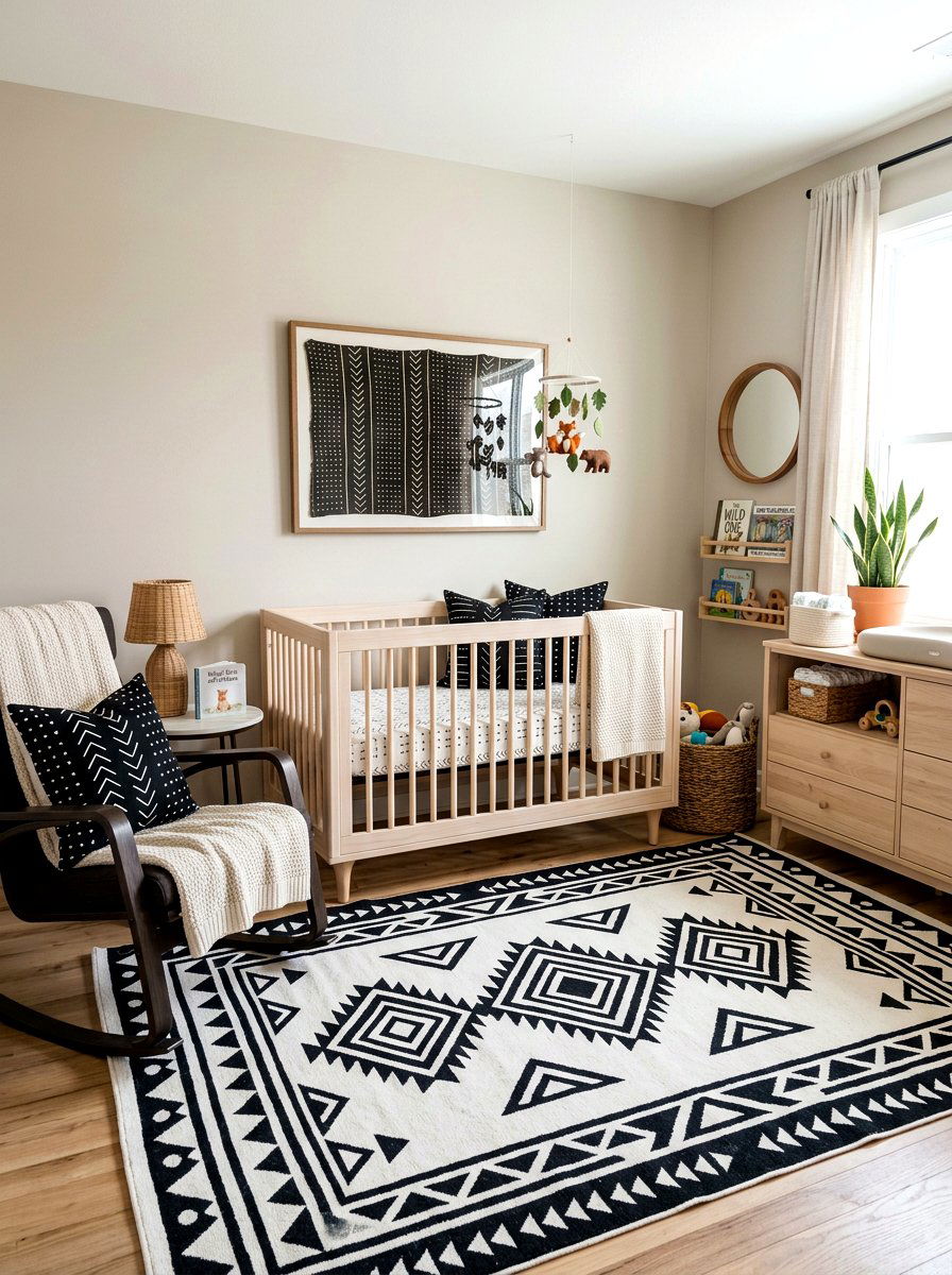 Mudcloth print nursery - 30 boho nursery ideas