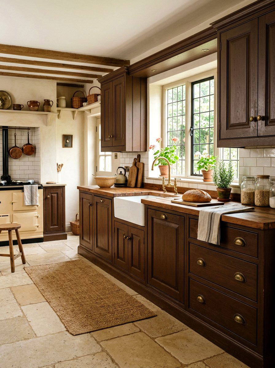 Muddy Brown Cottage Kitchen Cabinet - 30 moody cottage kitchen ideas