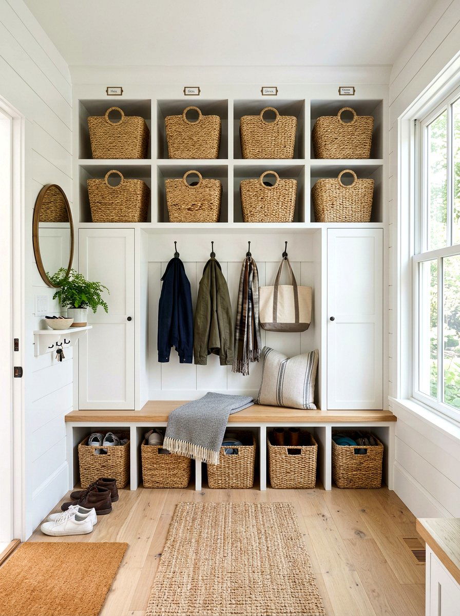 Mudroom Baskets Storage - 30 mudroom aesthetic ideas