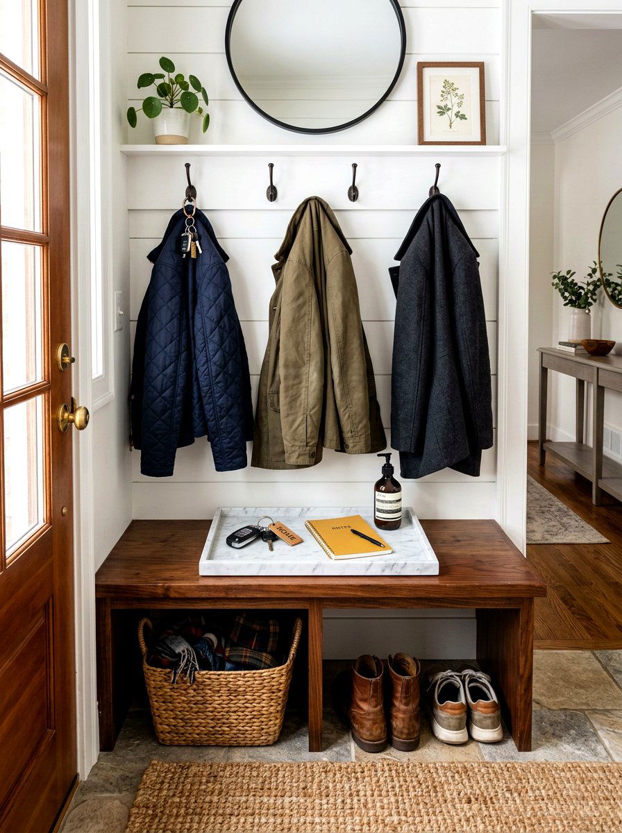 Mudroom Bench Catchall Tray - 30 marble tray styling ideas