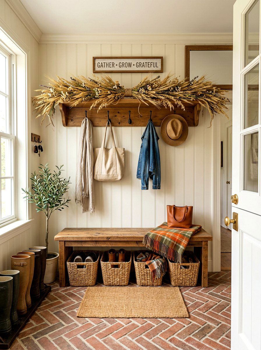 Mudroom Bench Garland - 30 garland styling ideas