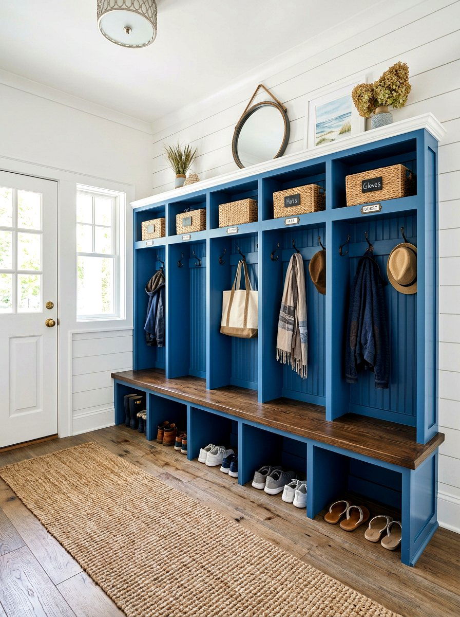 Mudroom Bench Locker - 30 entry closet organization ideas