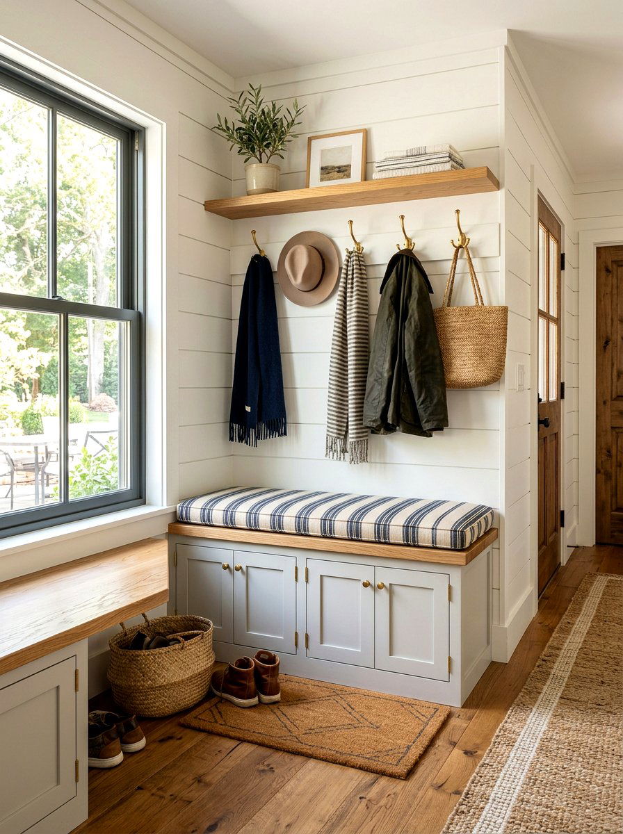 Mudroom Bench Storage - 30 repurposed cabinet ideas