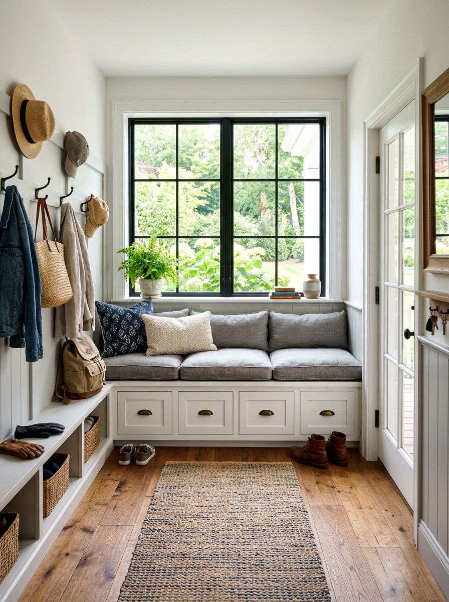 Mudroom Bench Under Window - 30 mudroom drop zone bench ideas