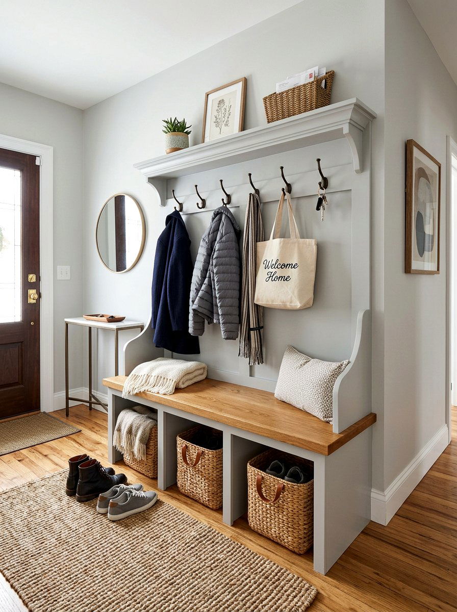 Mudroom Bench With Cubbies - 30 hidden shoe storage apartment ideas