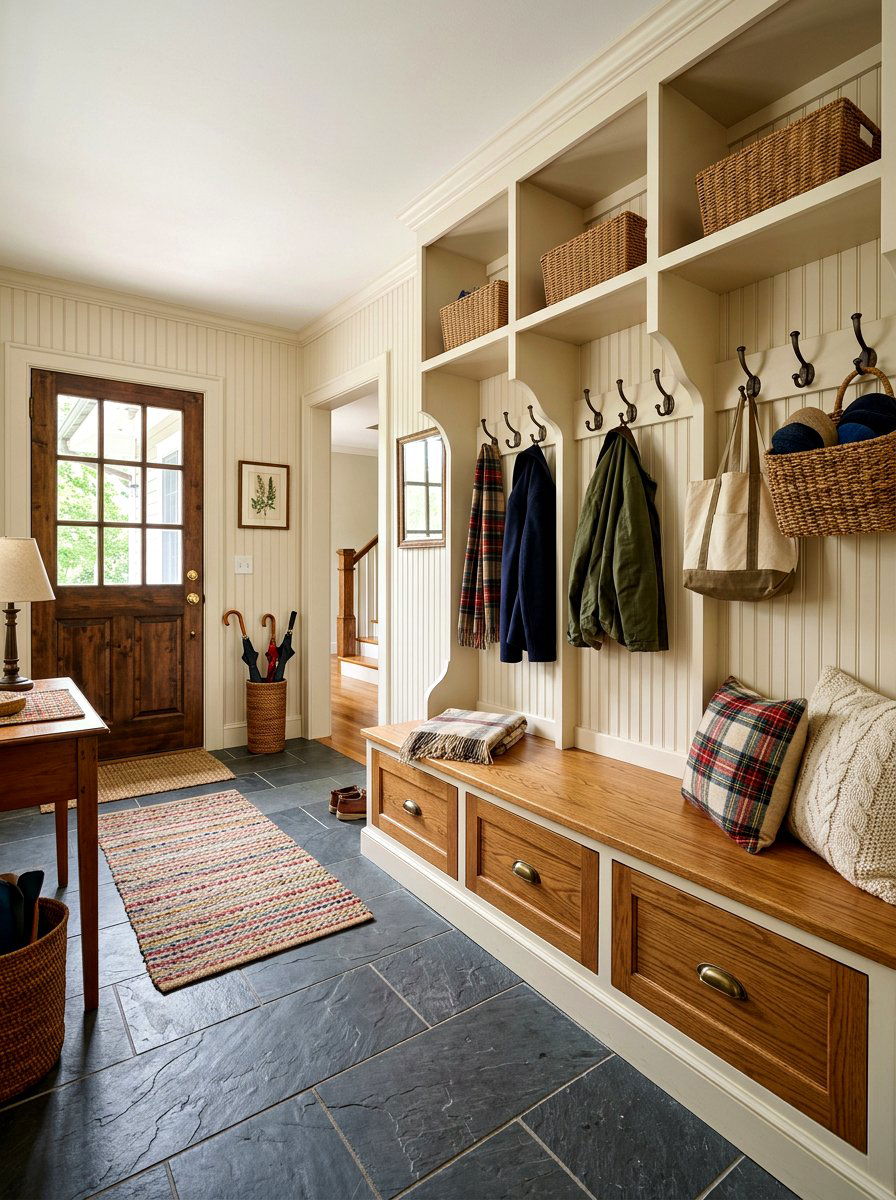 Mudroom Bench With Hidden Bins - 30 hidden recycling bin ideas