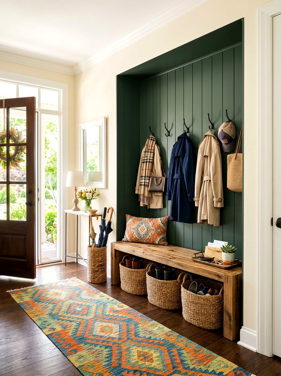 Mudroom Bench With Hooks - 30 entry alcove ideas