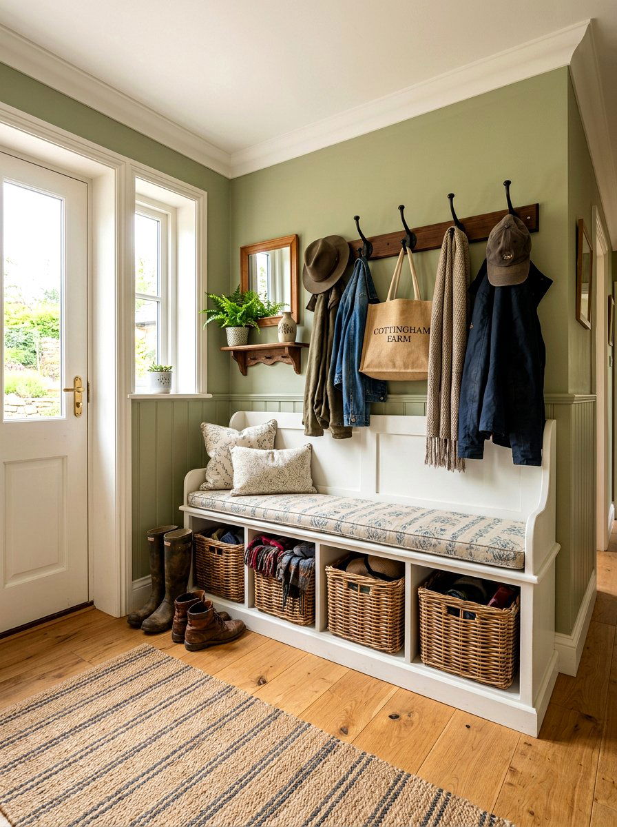 Mudroom Bench With Wicker Baskets - 30 open mudroom shelving ideas