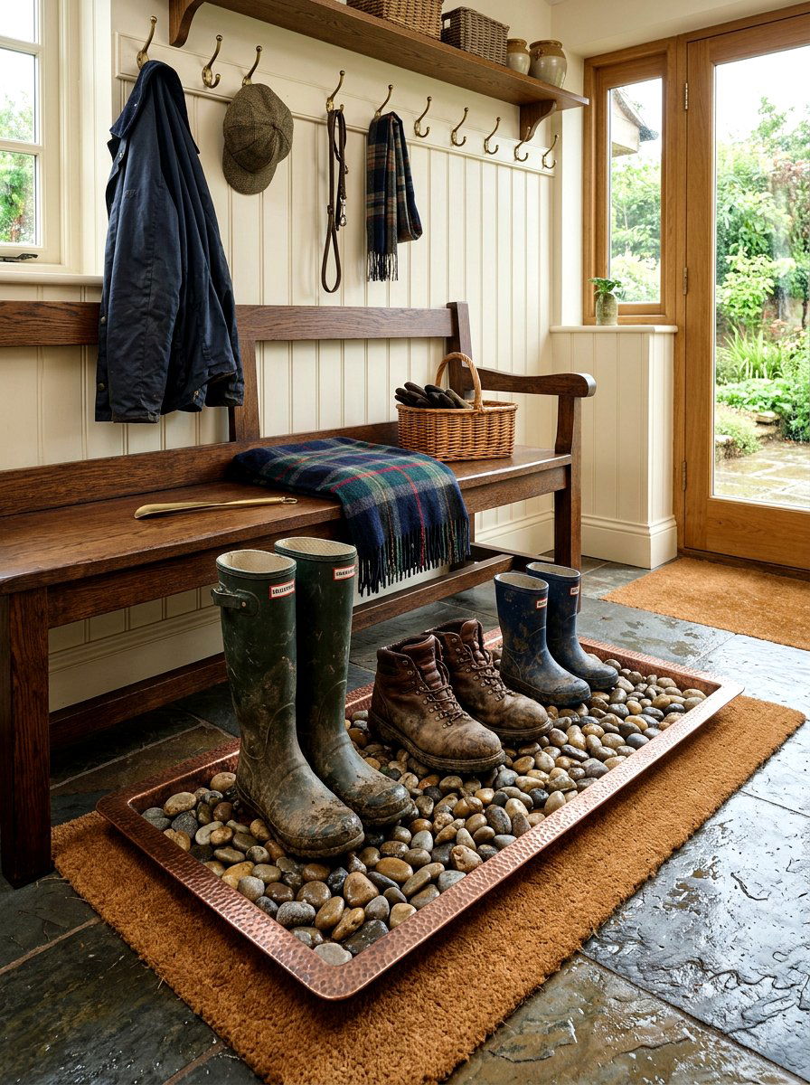 Mudroom Boot Tray - 30 mini mudroom apartment ideas