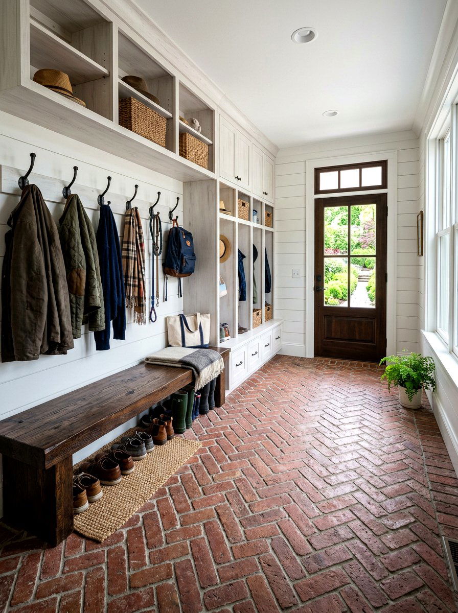 Mudroom Brick Flooring - 30 mudroom aesthetic ideas