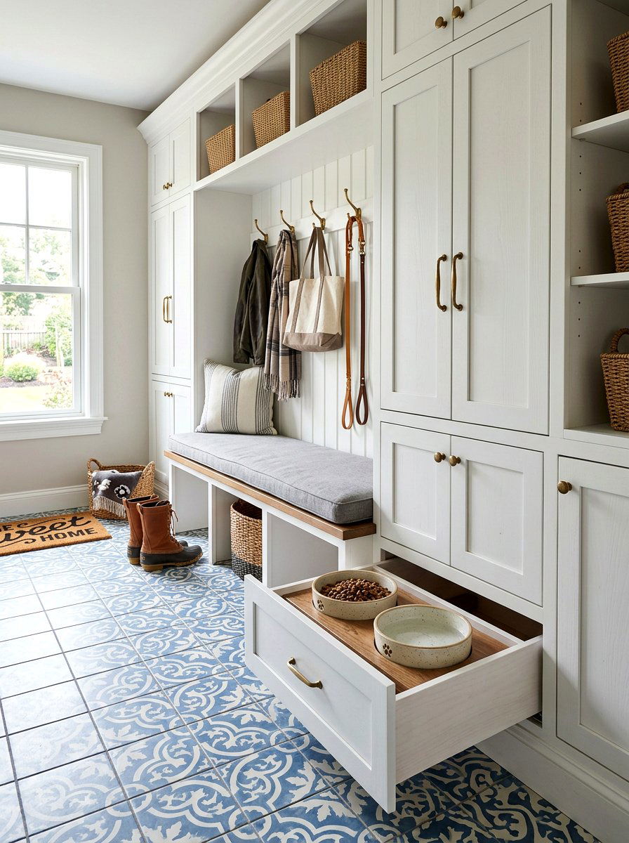 Mudroom Built In Dog Feeder - 30 pet feeding drawer ideas aesthetic