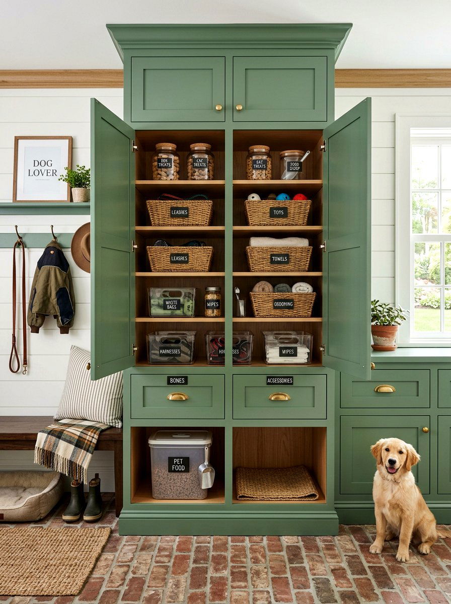 Mudroom Cabinet For Pet Supplies - 30 pet friendly mudroom ideas