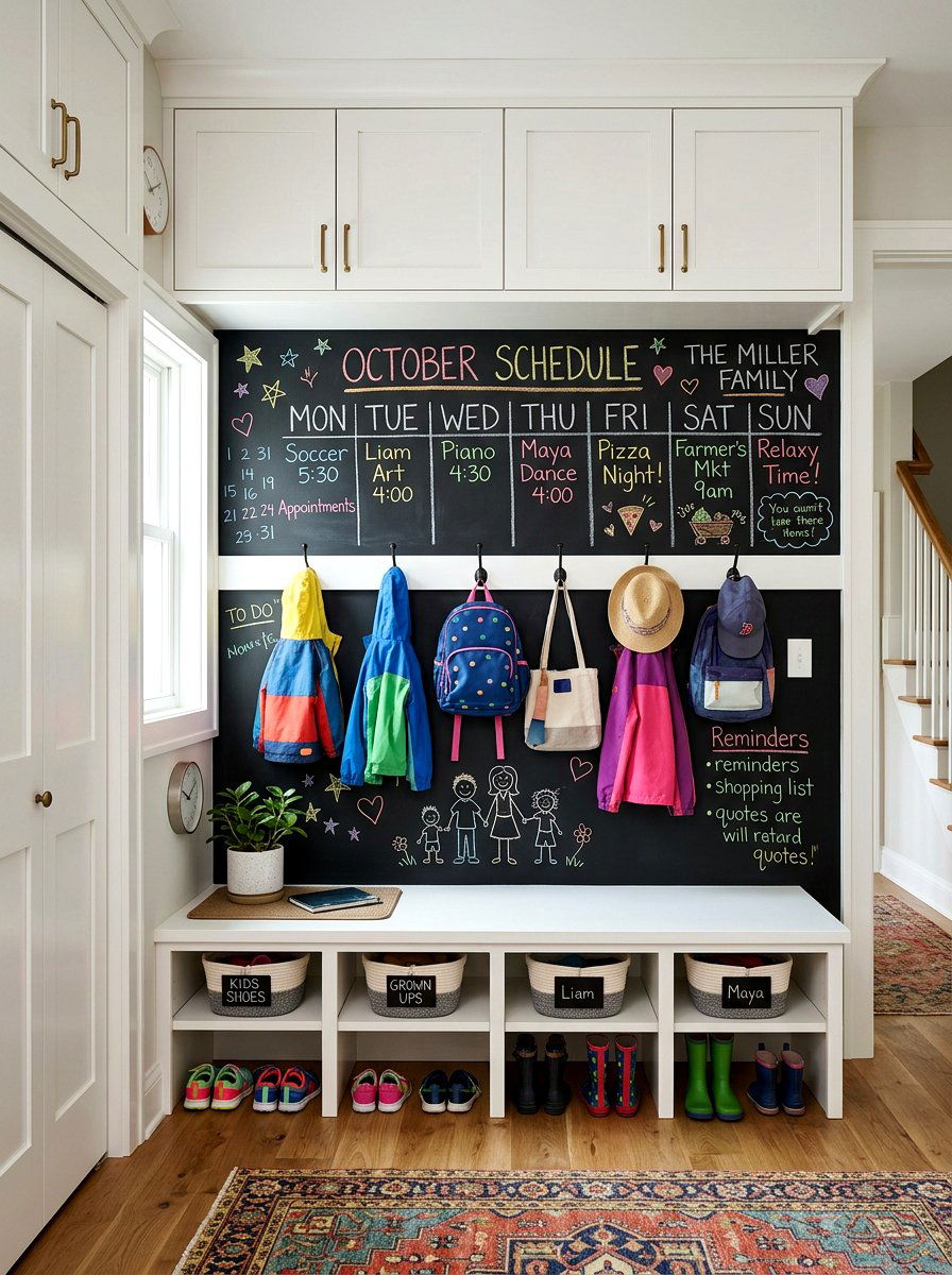 Mudroom Chalkboard Wall - 30 mudroom storage ideas