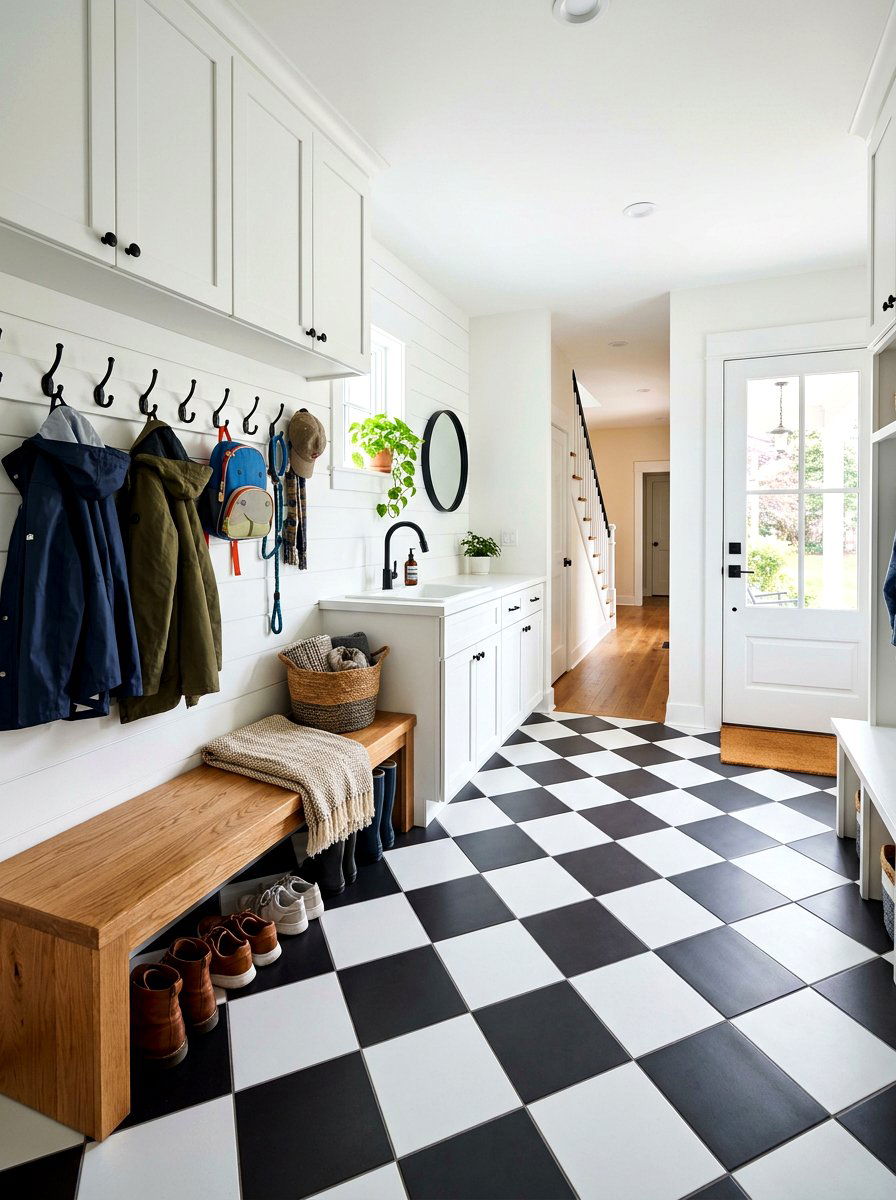 Mudroom Checkerboard Floor - 30 mudroom aesthetic ideas